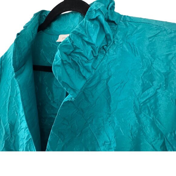 Chico's Aqua Teal Blue 3/4 Sleeve Nylon Blazer Jacket Women's Size 3 - Picture 3 of 8